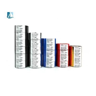 Etiquetas chamativas e profissionais com um rolo de fita de carimbo de arco-íris original