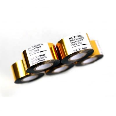 Impressão em fita de carimbo a quente em cores pretas em 30*100m em múltiplas superfícies com largura de 12 mm