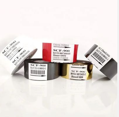 25mm*100m Folha de estampagem a quente vermelha para impressora de datas fita de código de barras FC3 SCF900 máquina de código
