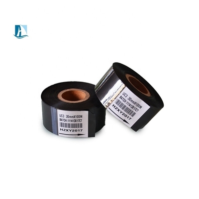 Carta de latão compatível 30mm X 100m Black Coding Ribbon Roll para SCF900 Hot Stamp Ribbon On Packing Machine