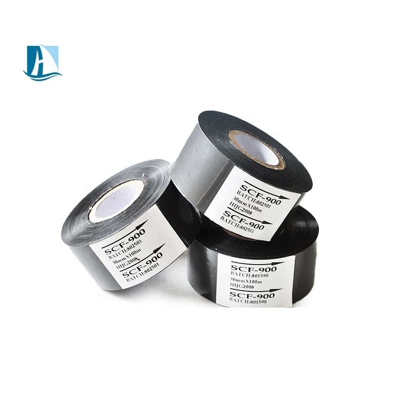 Carta de latão compatível 30mm X 100m Black Coding Ribbon Roll para SCF900 Hot Stamp Ribbon On Packing Machine